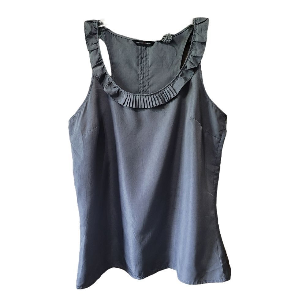 Grey ruffle neck tank
